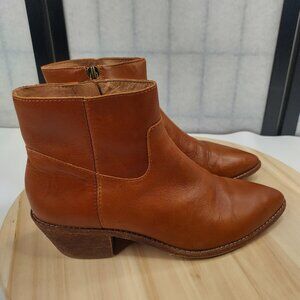 Madewell Charley Bootie Leather Block Heel English Saddle K5307 Women US 8